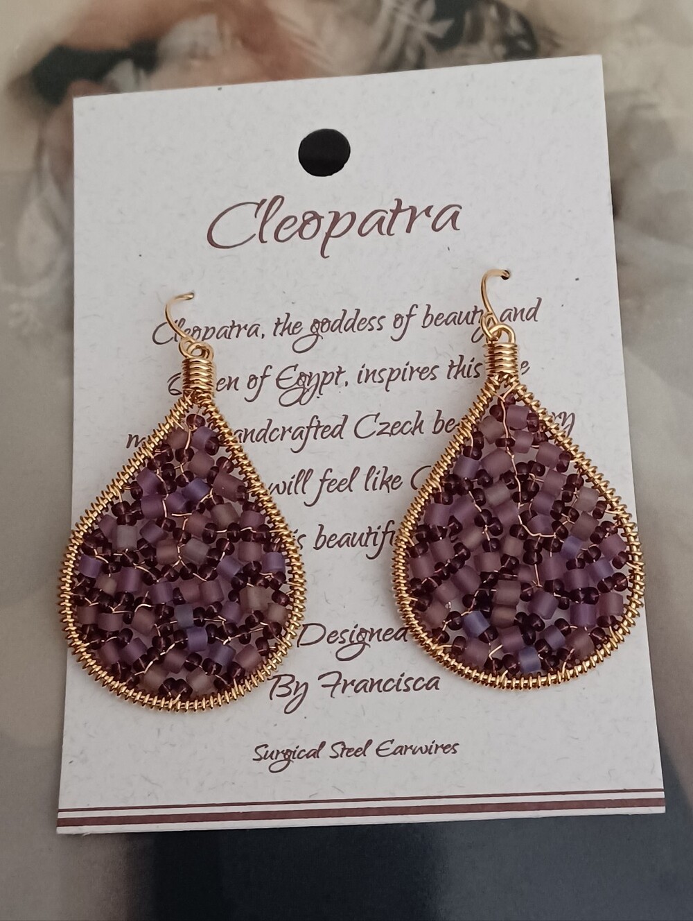 Cleopatra Czech Beaded Teardrop Earrings By Francisca